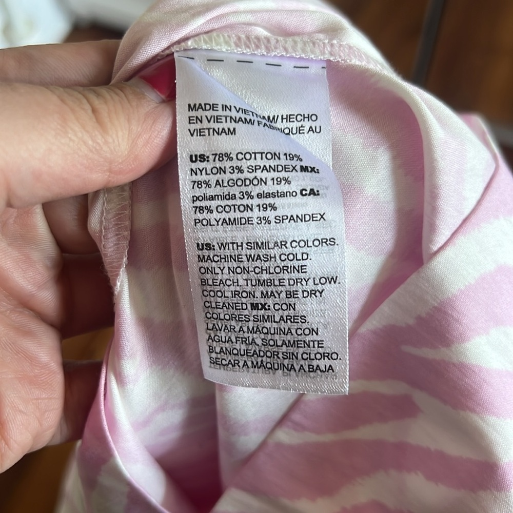 Chico's Pink and White Zebra Print Balloon Sleeve Mid Dress Chico's Size 2=12/14 - Picture 10 of 10